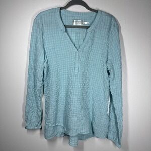 Aventura Organic Cotton Women Size Medium Beachy Hi Low Long Sleeve Tunic Top